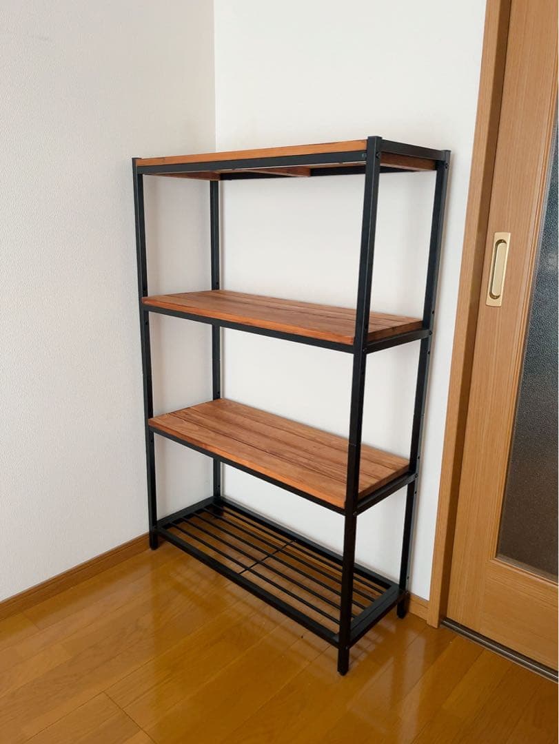 アイアン×木製4段ラック ワイド（幅80cm×高さ123cm）