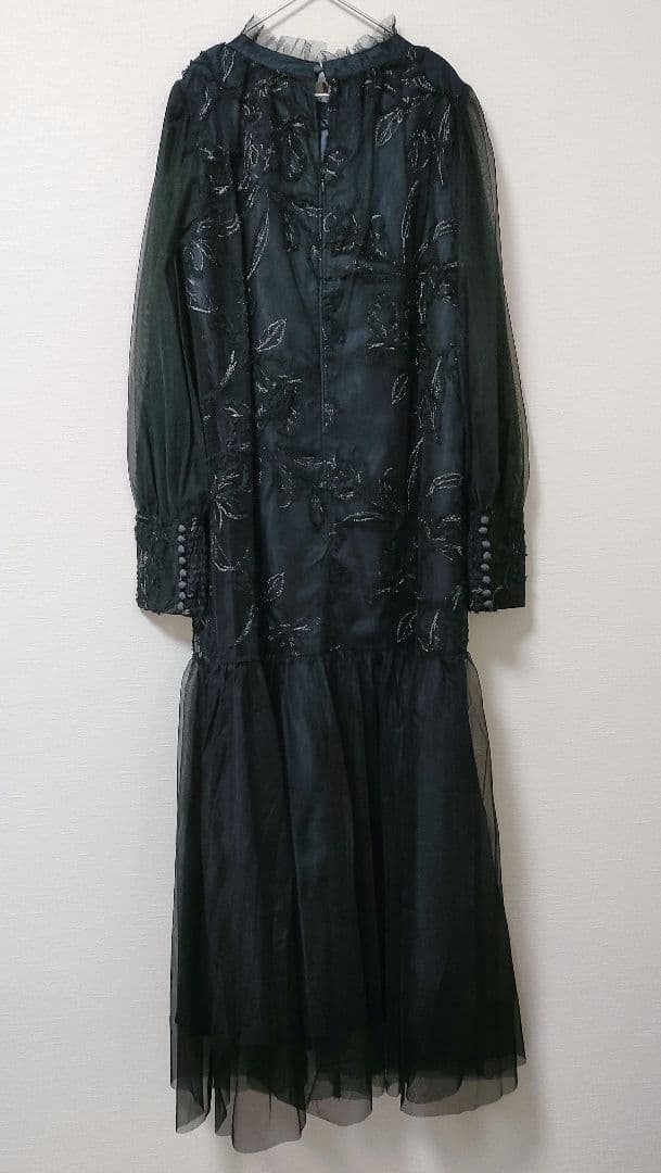 定価2.2万円【新品】フェザーフラワーチュールドレス 黒ブラック Ｌサイズ