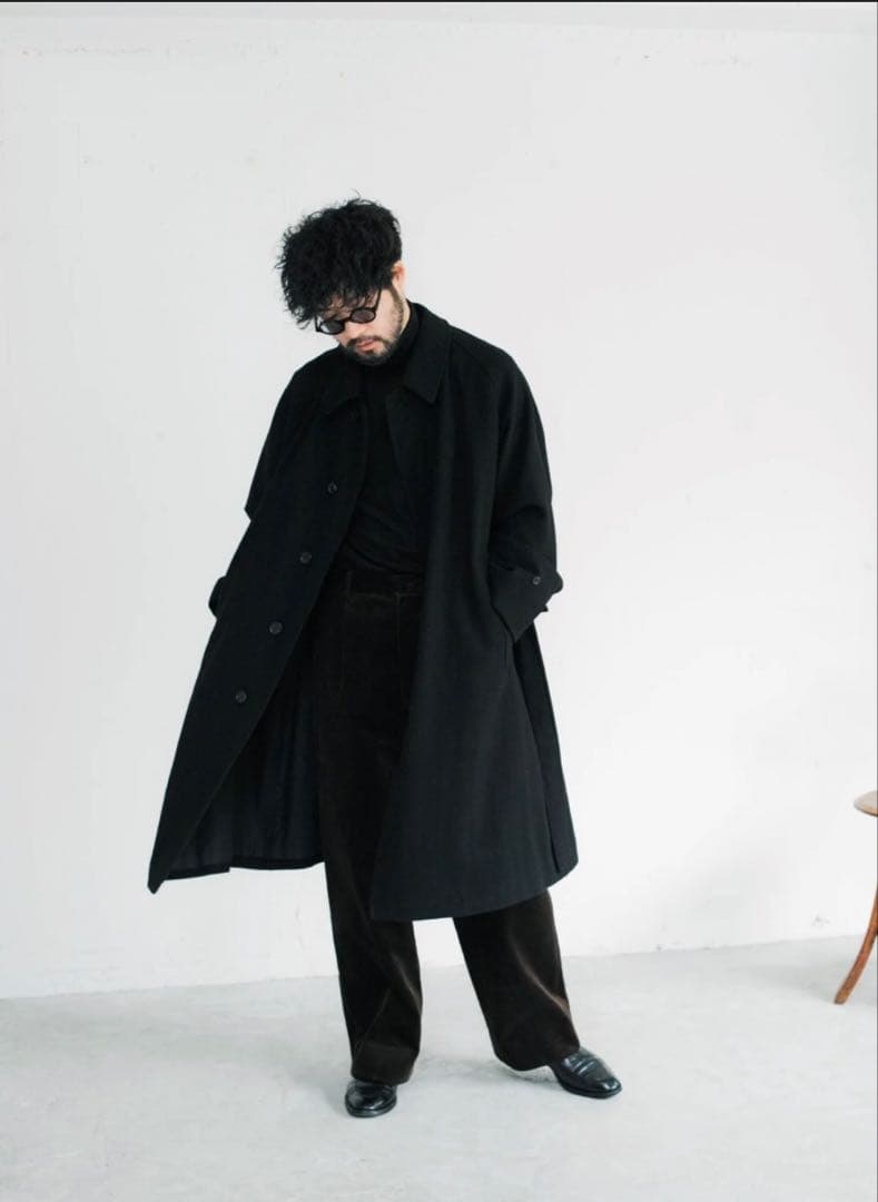 LE ネイビー ステンカラーコート