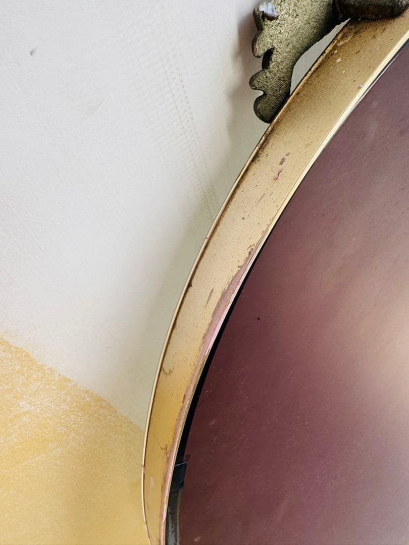 金色　楕円形　壁掛け鏡　ウォールミラー