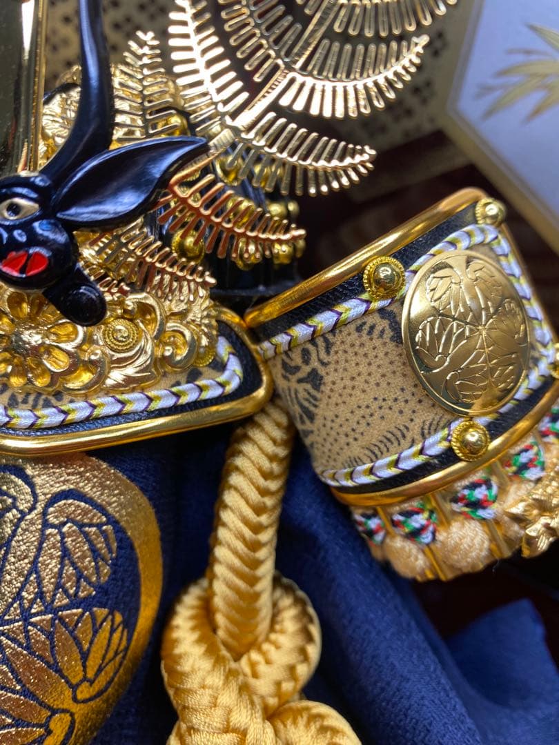 徳川家康　東京久月　五月人形　家紋付き兜飾り収納セット・正絹糸織