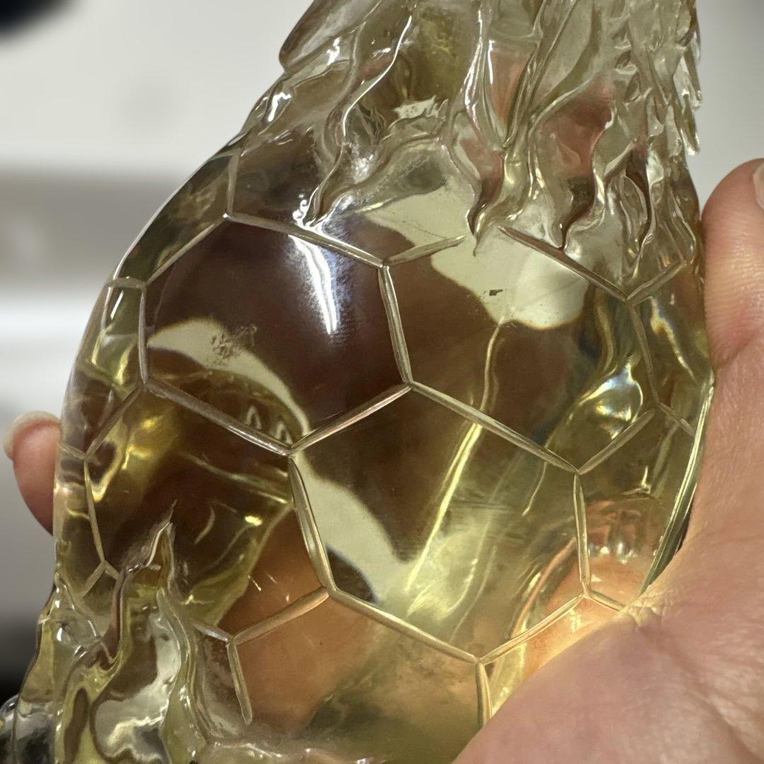 【極上品】超絶クリア　シトリン　ロングイ　龍亀　置物