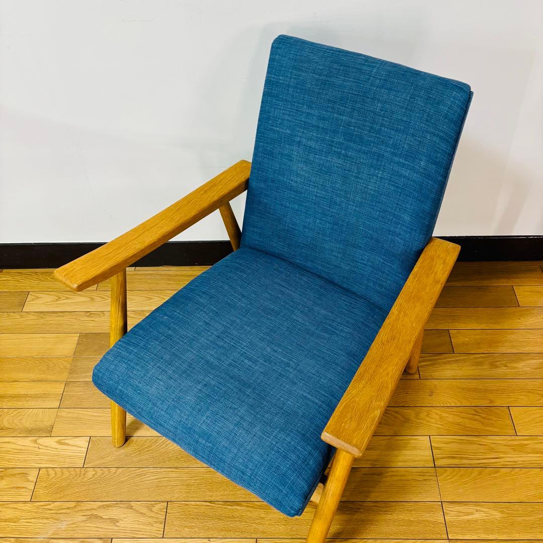 オーク材 ナチュラル モダン アームチェア 1Pソファ ラウンジチェア 北欧