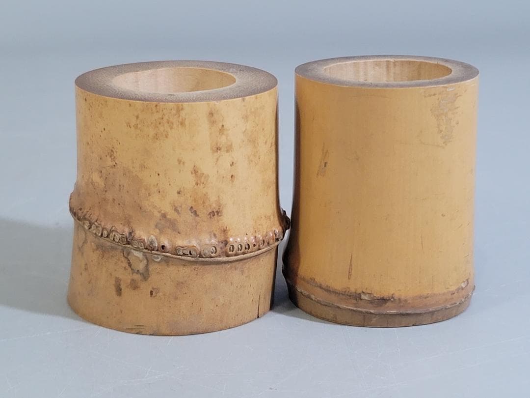 茶道具 竹 蓋置 一対 共箱 煤竹 茶杓 まとめて DT286