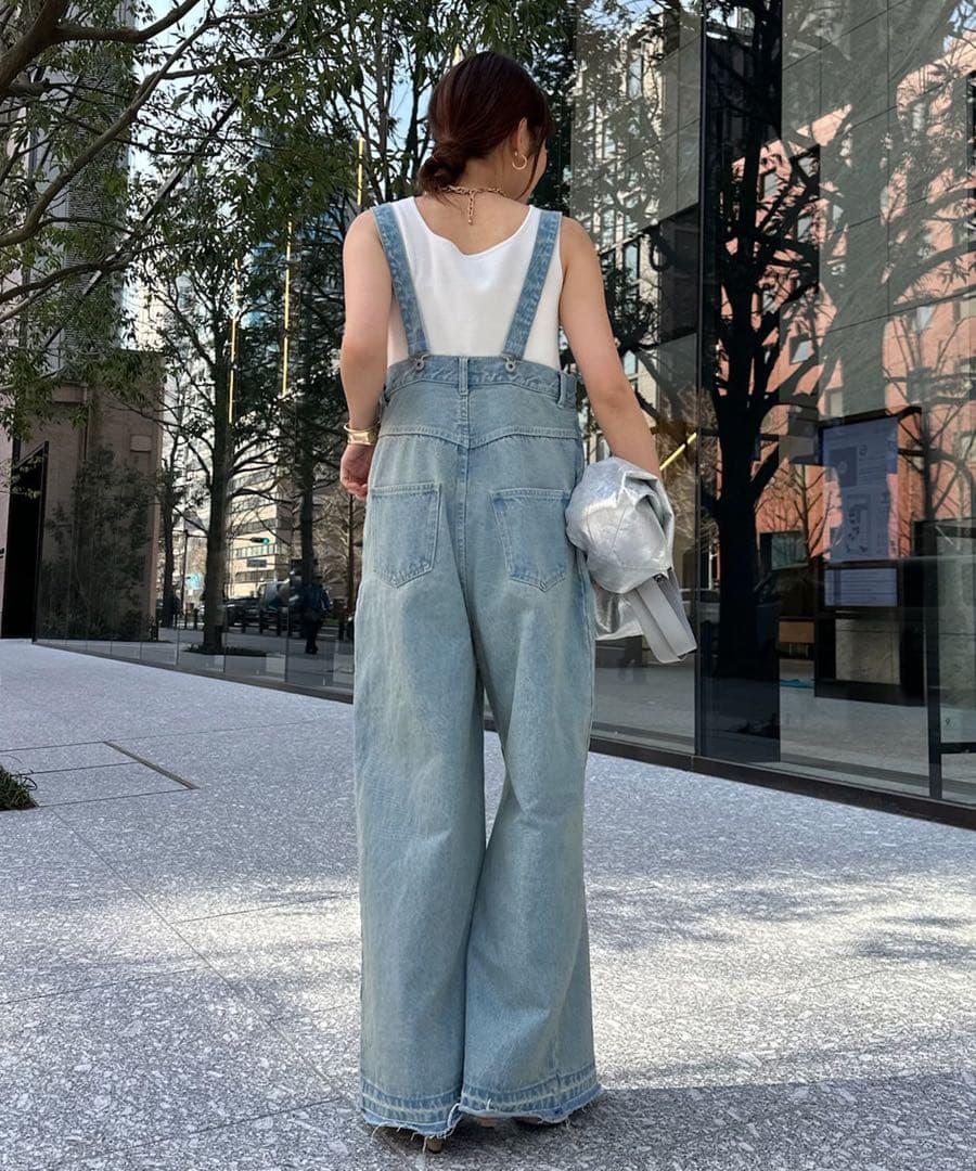 美品 doudou ドゥドゥ デニムサロペット ライトブルー F レディース