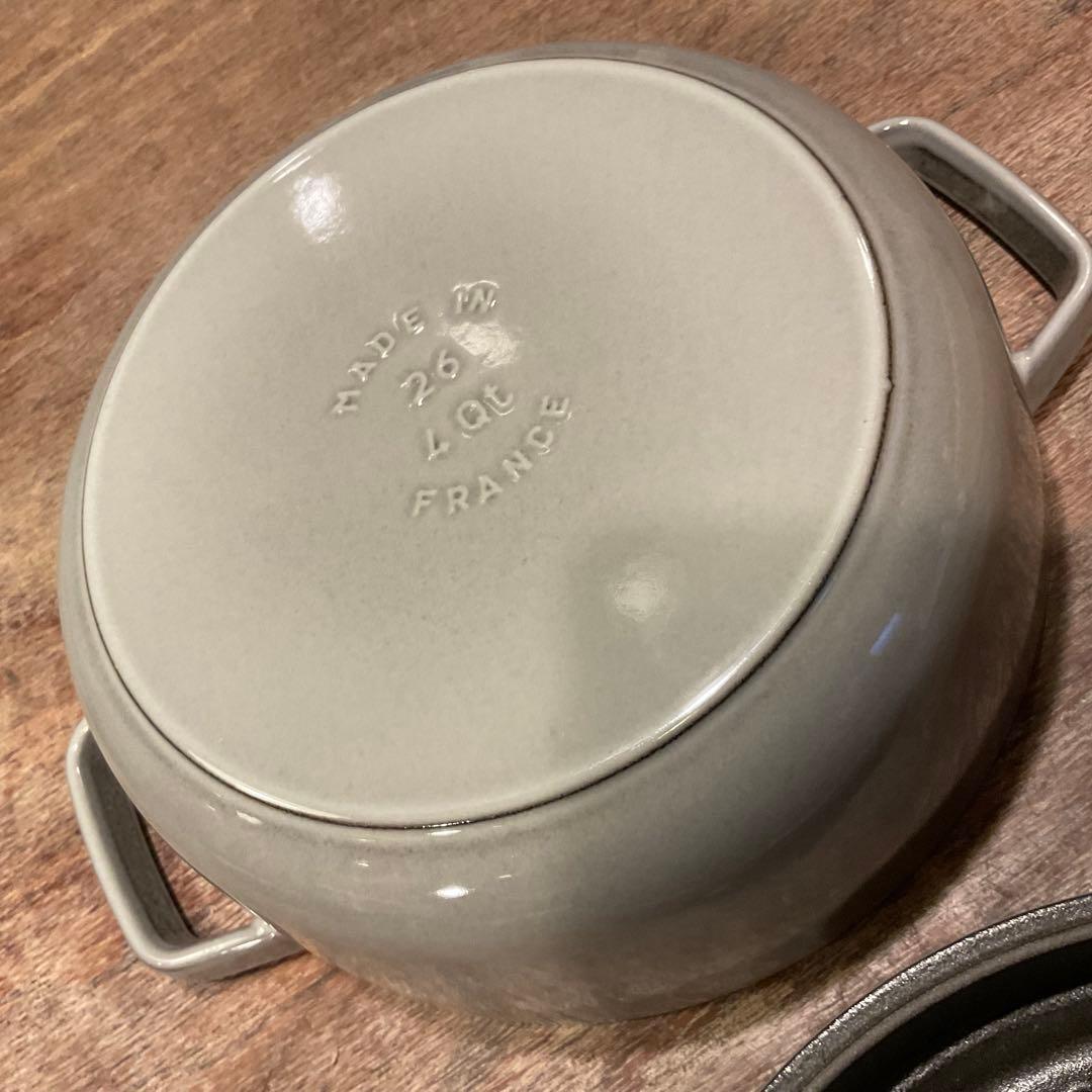 極美品！26cm 浅型 ストウブ ピコ ココットラウンド シャロー グレー