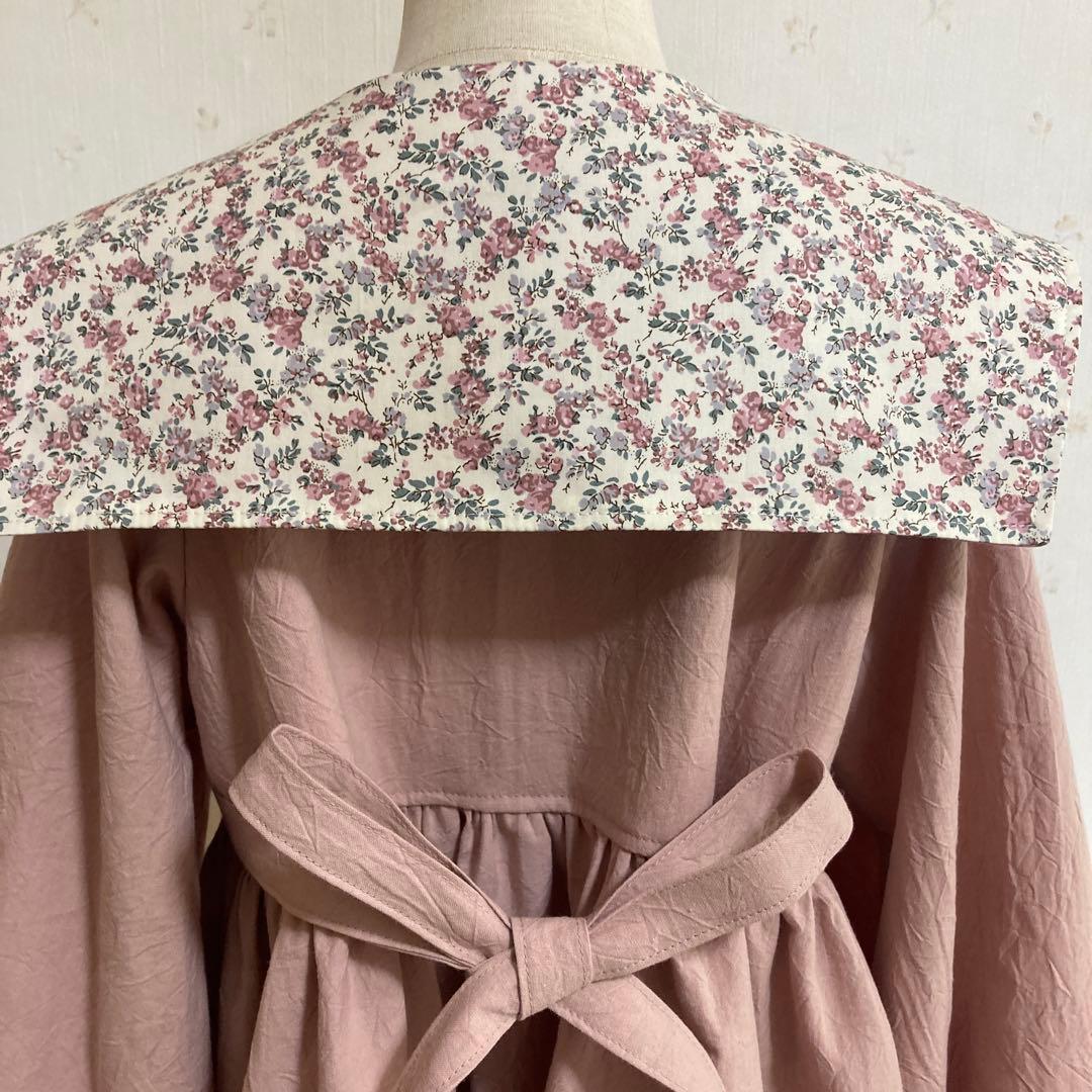 おまとめ価格　新色ピンパネール　フリル付きセーラーカラー　キッズワンピース