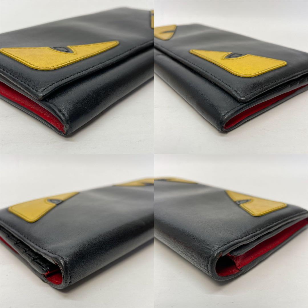 2932 フェンディ 長財布 モンスター バグズアイ バイカラー ブラックレッド