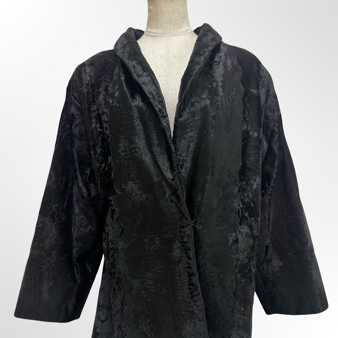 Chloe クロエ ベロア×ハラコ調 ロングコート レディース ヴィンテージ