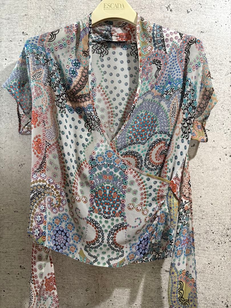 ETRO シルクカシュクールブラウス イタリア製 ドット ペイズリー　42