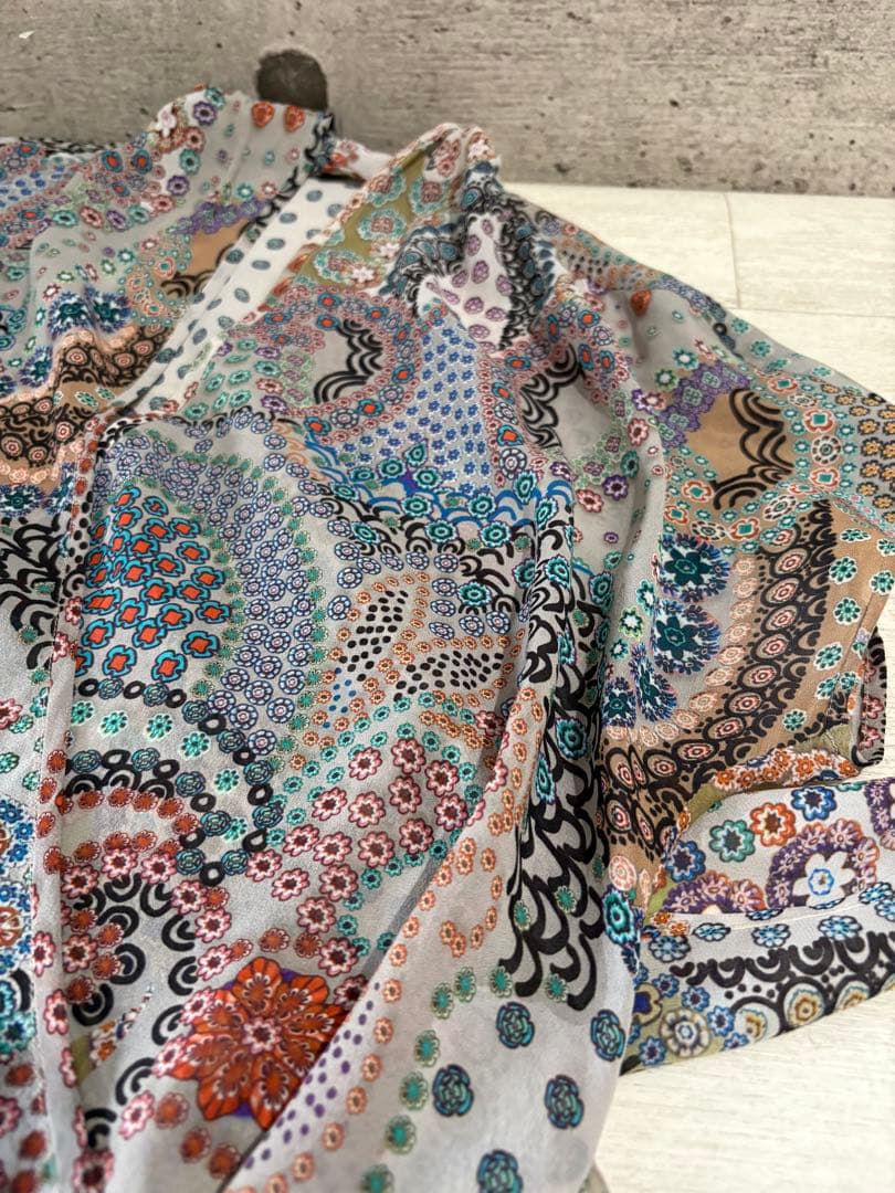 ETRO シルクカシュクールブラウス イタリア製 ドット ペイズリー　42