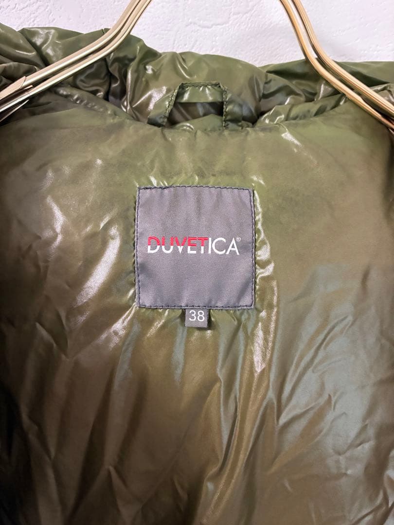 DUVETICA フード付きダウンベスト ブラック/オリーブ 38 ダブルジップ