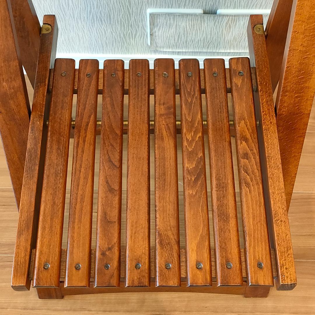 ヴィンテージ　木製　真鍮金具　フォールディングチェア　折りたたみ椅子