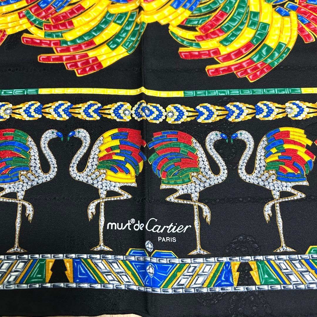 Cartier カルティエ シルクスカーフ 宝石 フラミンゴ柄