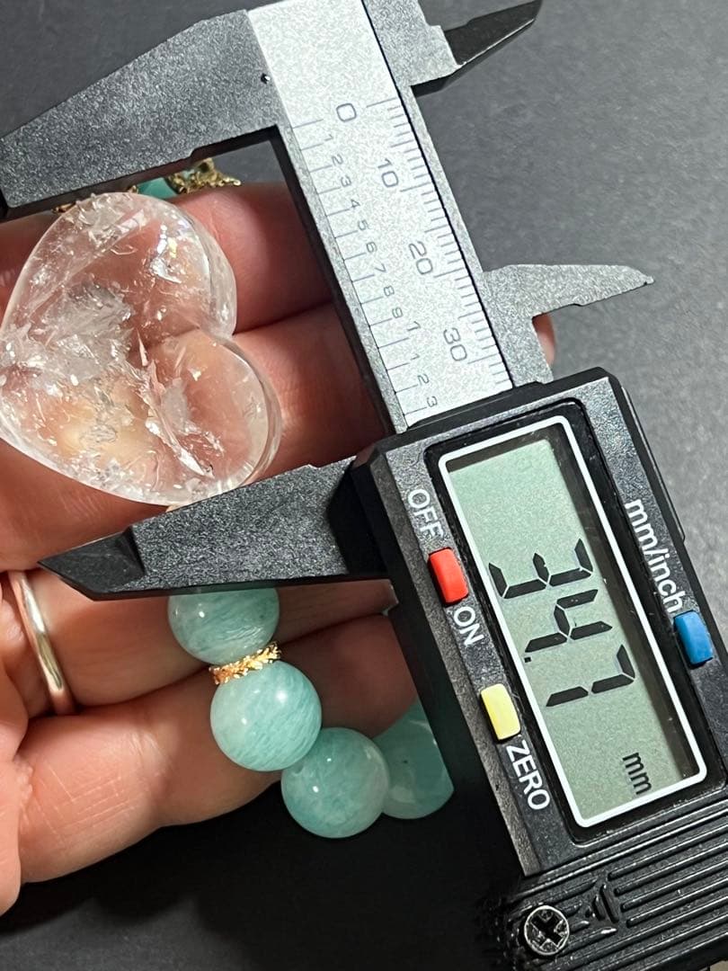 ハートの水入水晶とアマゾナイトのブレスレット