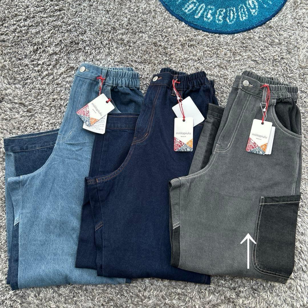 シェリーさん リビルドパッチポケットデニムパンツ GLAY MIX