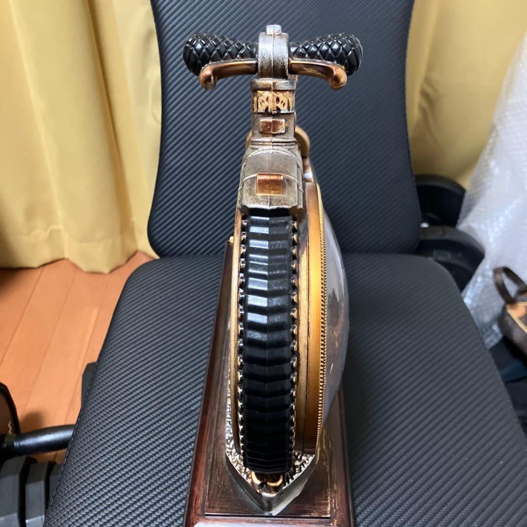 【美品】LISHENG 置き時計 アンティーク調 自転車モチーフ 温度計付き