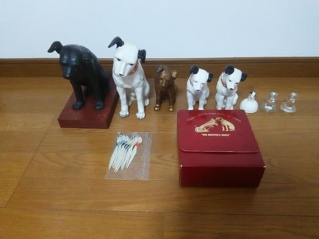 ビクター 犬 陶器像 ガラス像 ブロンズ像 フォーク 箱