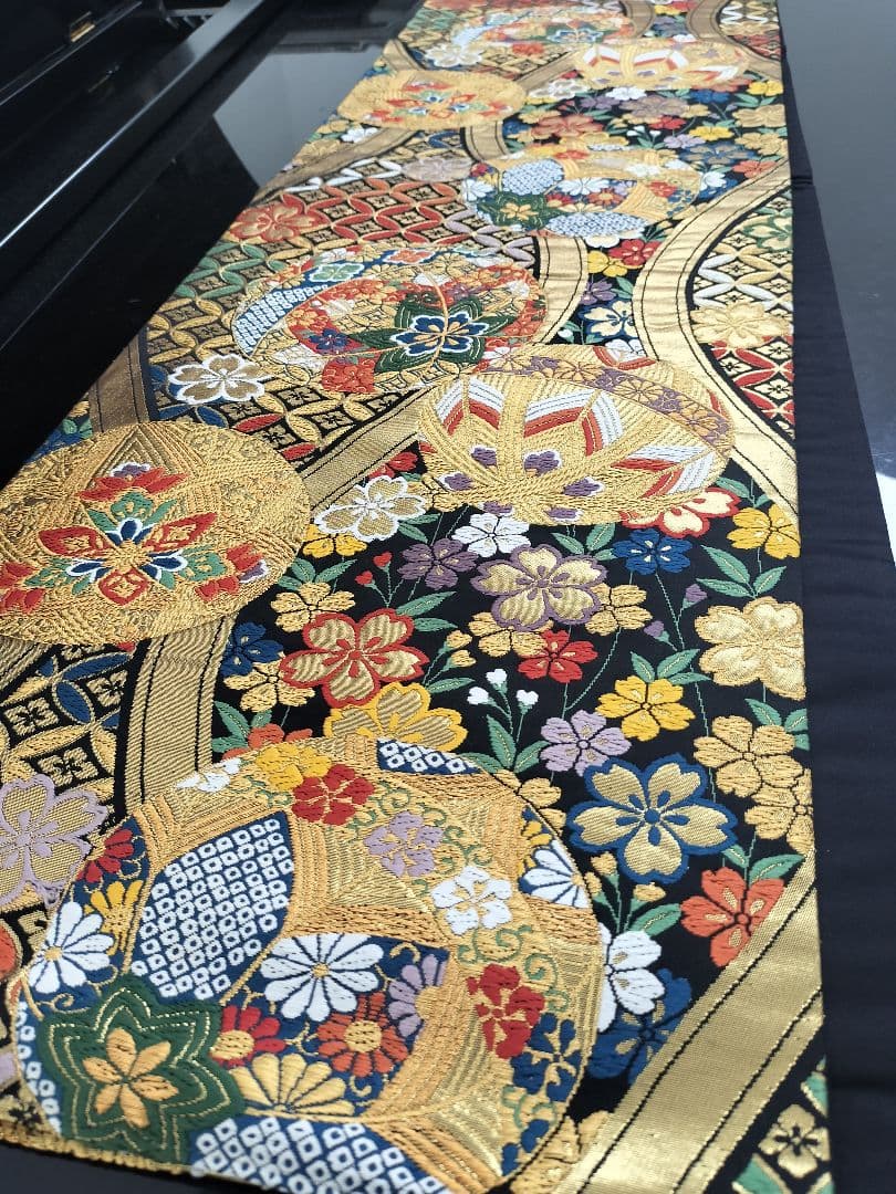 A943★逸品‼️豪華刺繍‼️ひな祭り‼️袋帯正絹テーブルランナー2m13cm