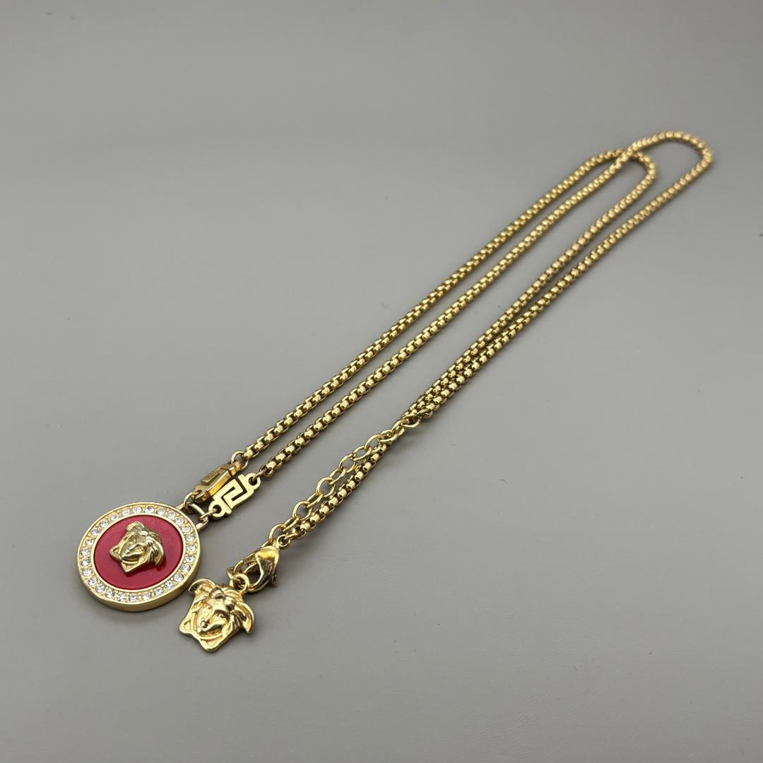 VERSACE ネックレス メデューサ ゴールド 赤 レッド レアカラー