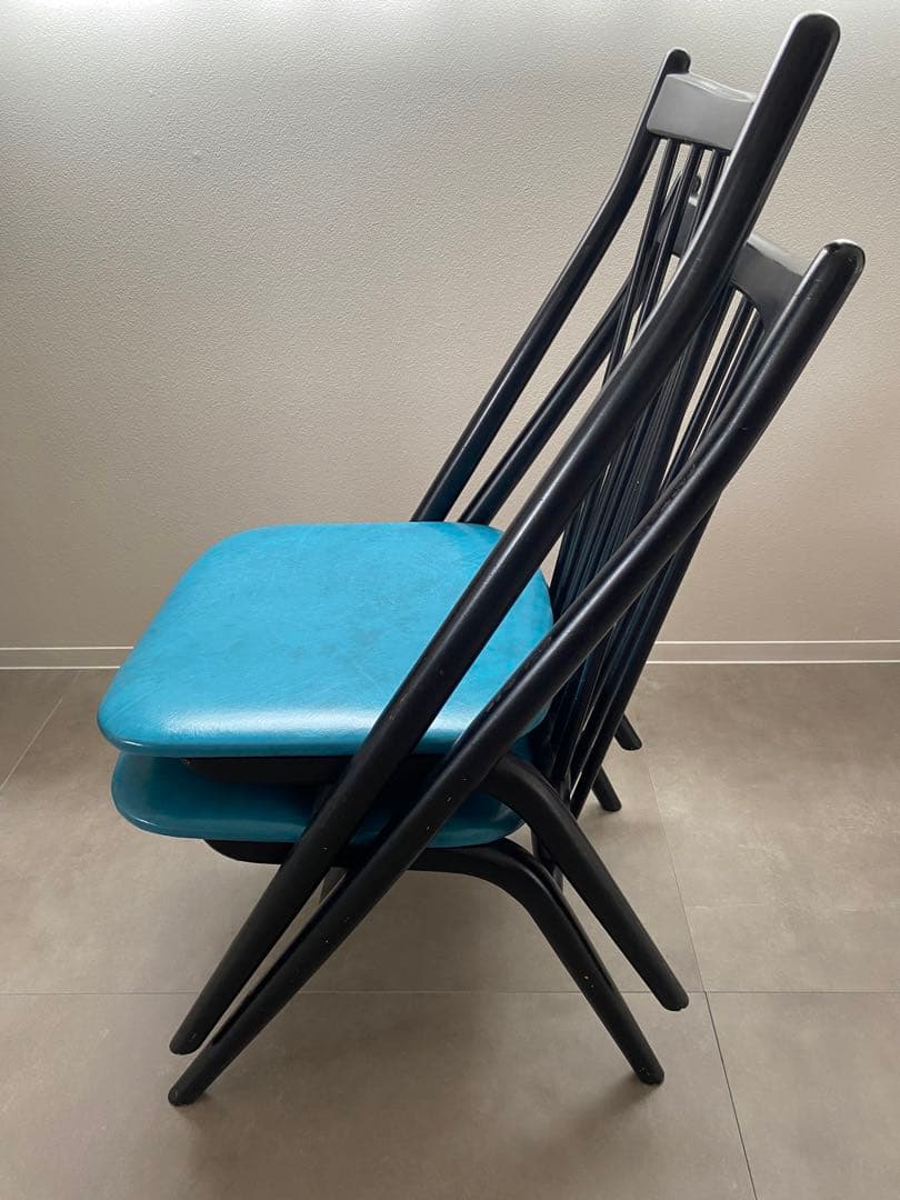 ② 飛騨産業 キツツキ CASCADA 椅子 座面 張替え済み オールド