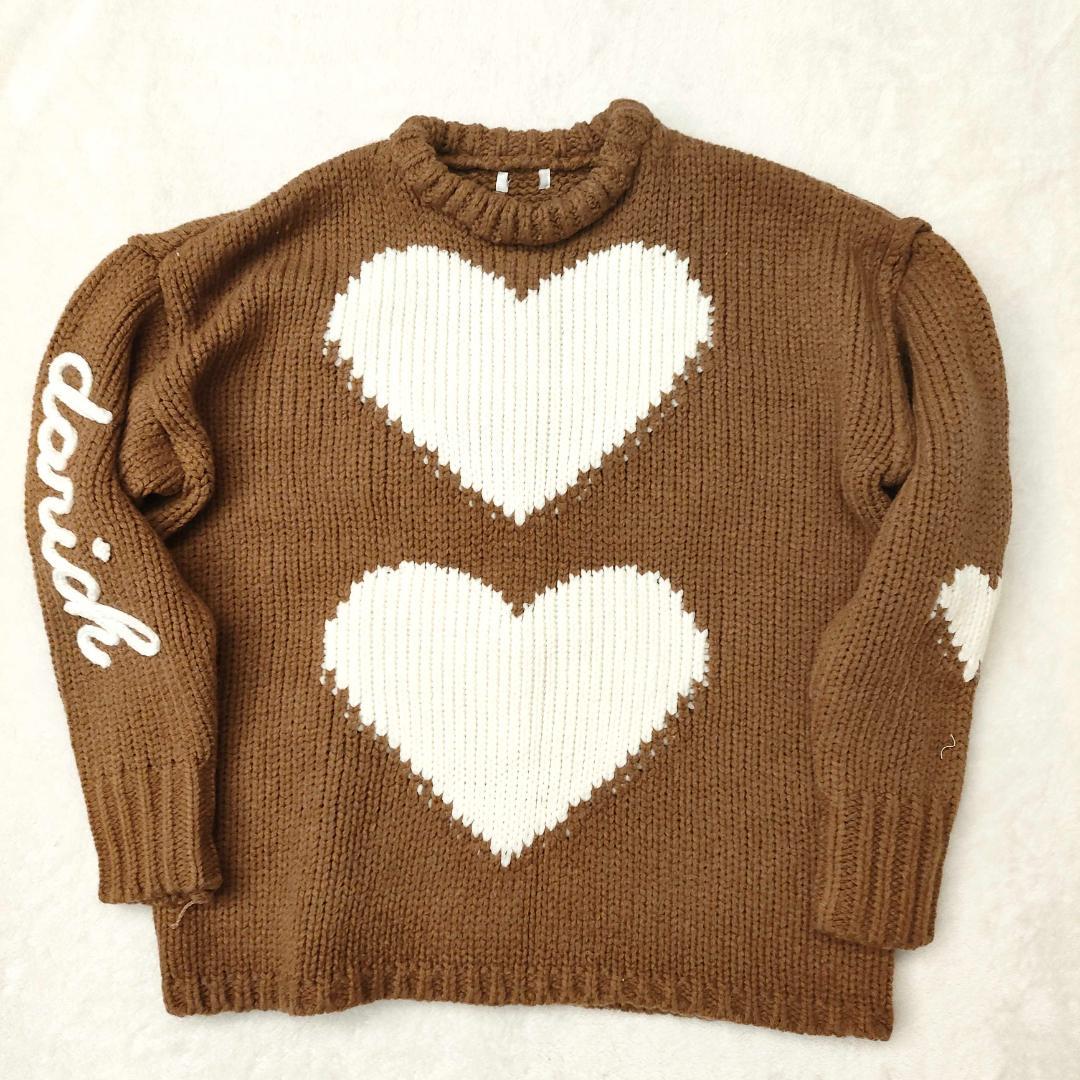 ダーリッチ darich ハートロゴローゲージニットチュニック ブラウン BRN