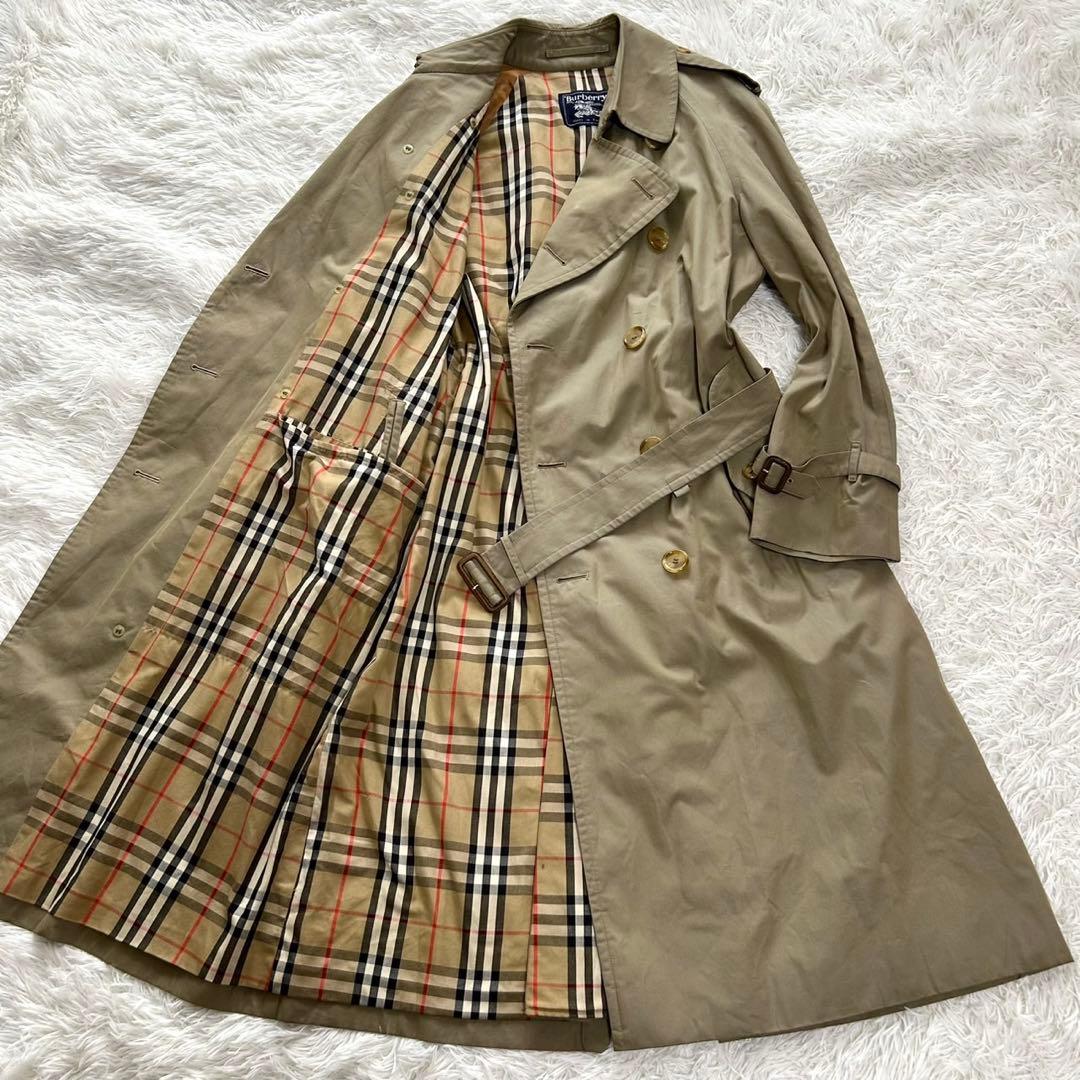 【希少L 美品】バーバリー　トレンチコート　ノバチェック ベルト完備　ベージュ