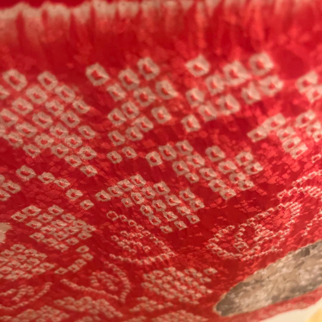 七五三 着物 7歳 女の子 正絹 本絞り 手描き友禅 古典柄 赤 祝い着