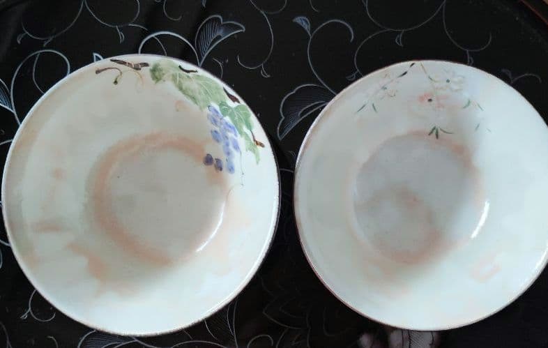 ◆京焼 清水焼 四季草花 夫婦飯碗 俊山