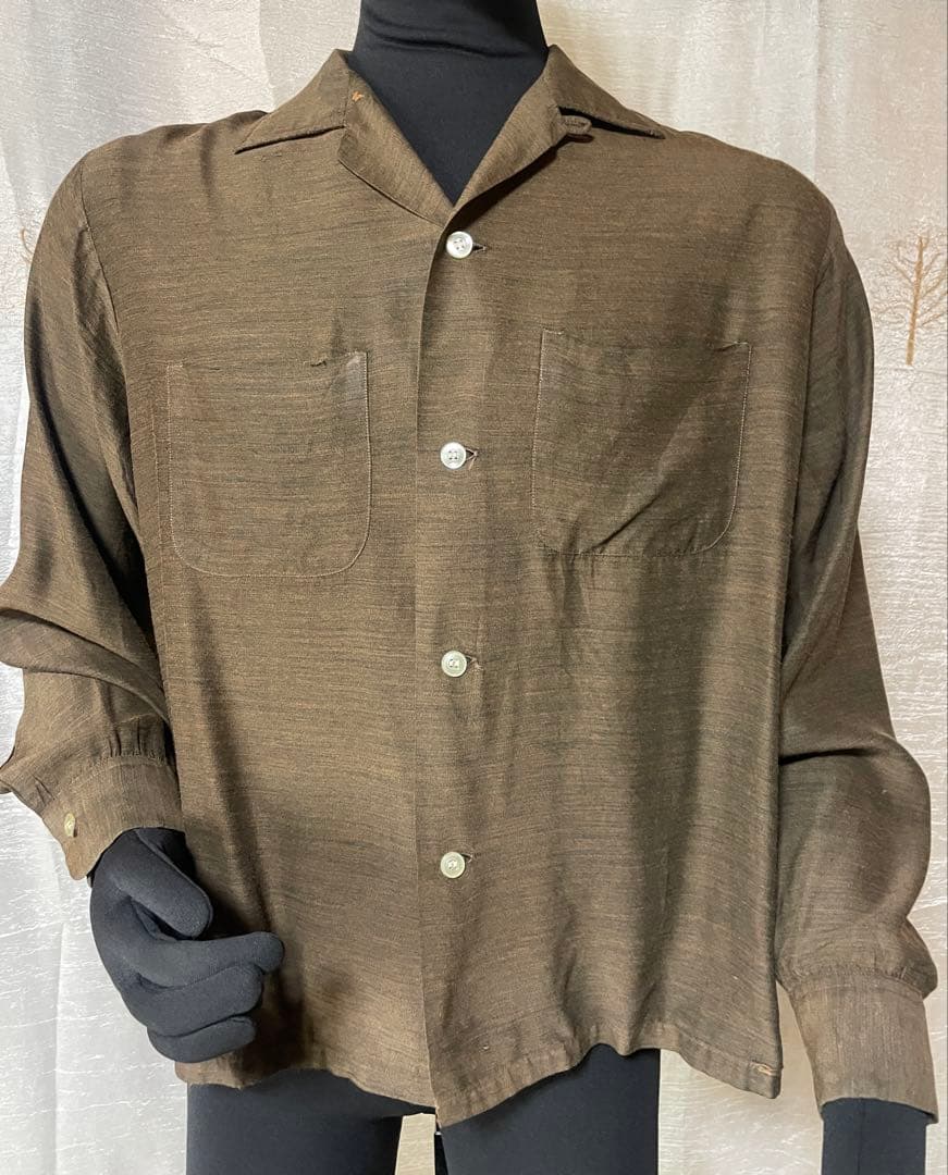 50's PILGRIM レーヨンシャツ　ブラウン