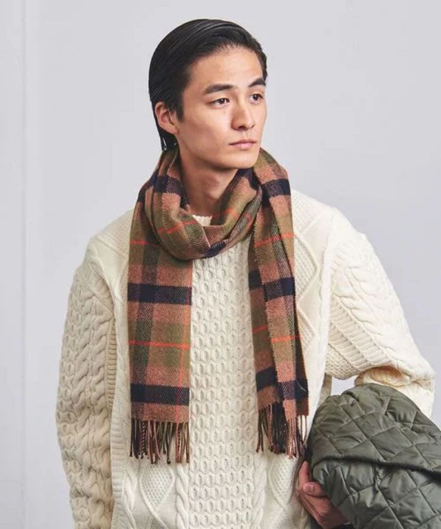 ひ*ょ様 JOHNSTONS OF ELGIN ツイルチェックマフラー