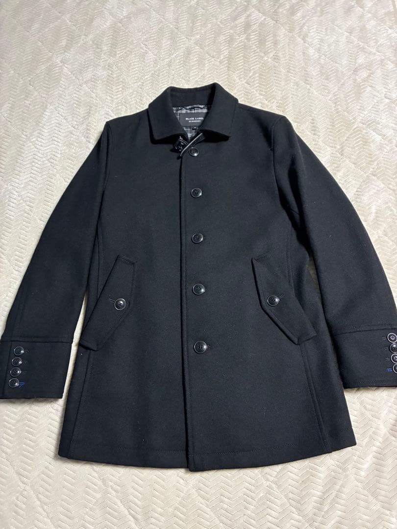 バーバリーブラックレーベル ステンカラーコート ネイビー　濃紺黒　M