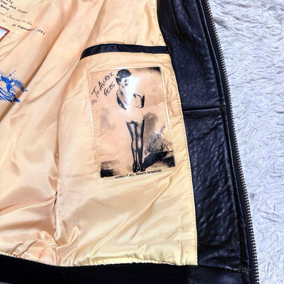 【新品未使用】AVILEX 7823 G1 ボア付きフライトジャケット ブラック