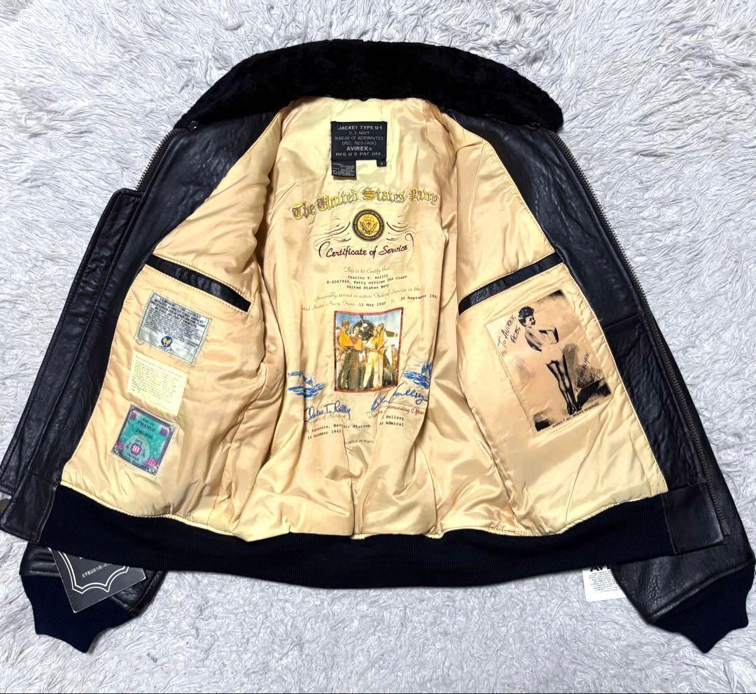 【新品未使用】AVILEX 7823 G1 ボア付きフライトジャケット ブラック