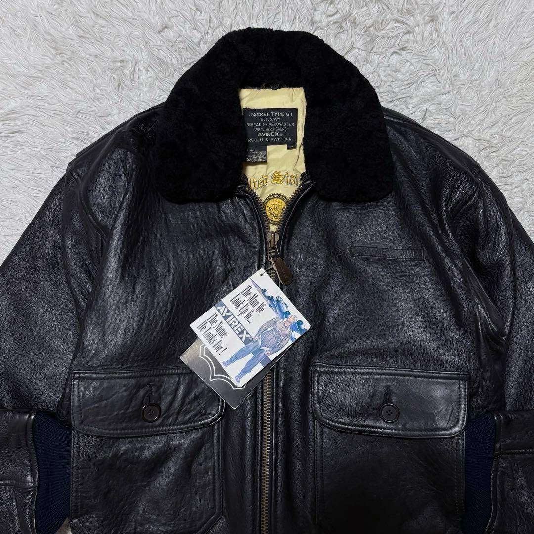 【新品未使用】AVILEX 7823 G1 ボア付きフライトジャケット ブラック