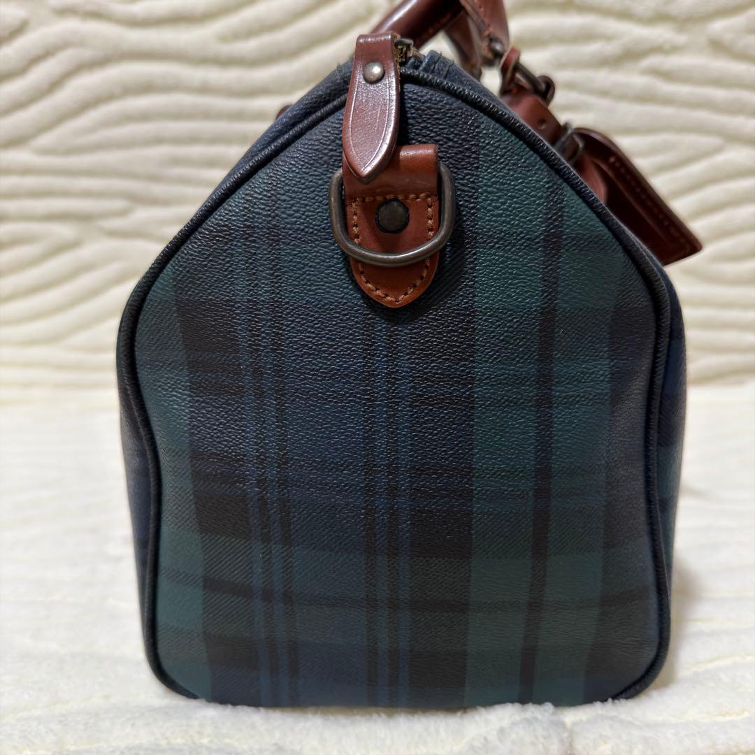 ✨️美品✨️ポロラルフローレン ミニボストン PVCレザー タータンチェックグリーン