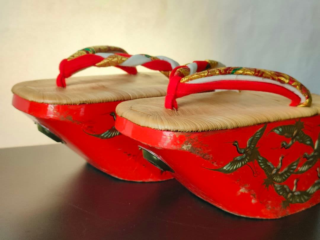 七五三　ぽっくり　朱塗り千羽鶴