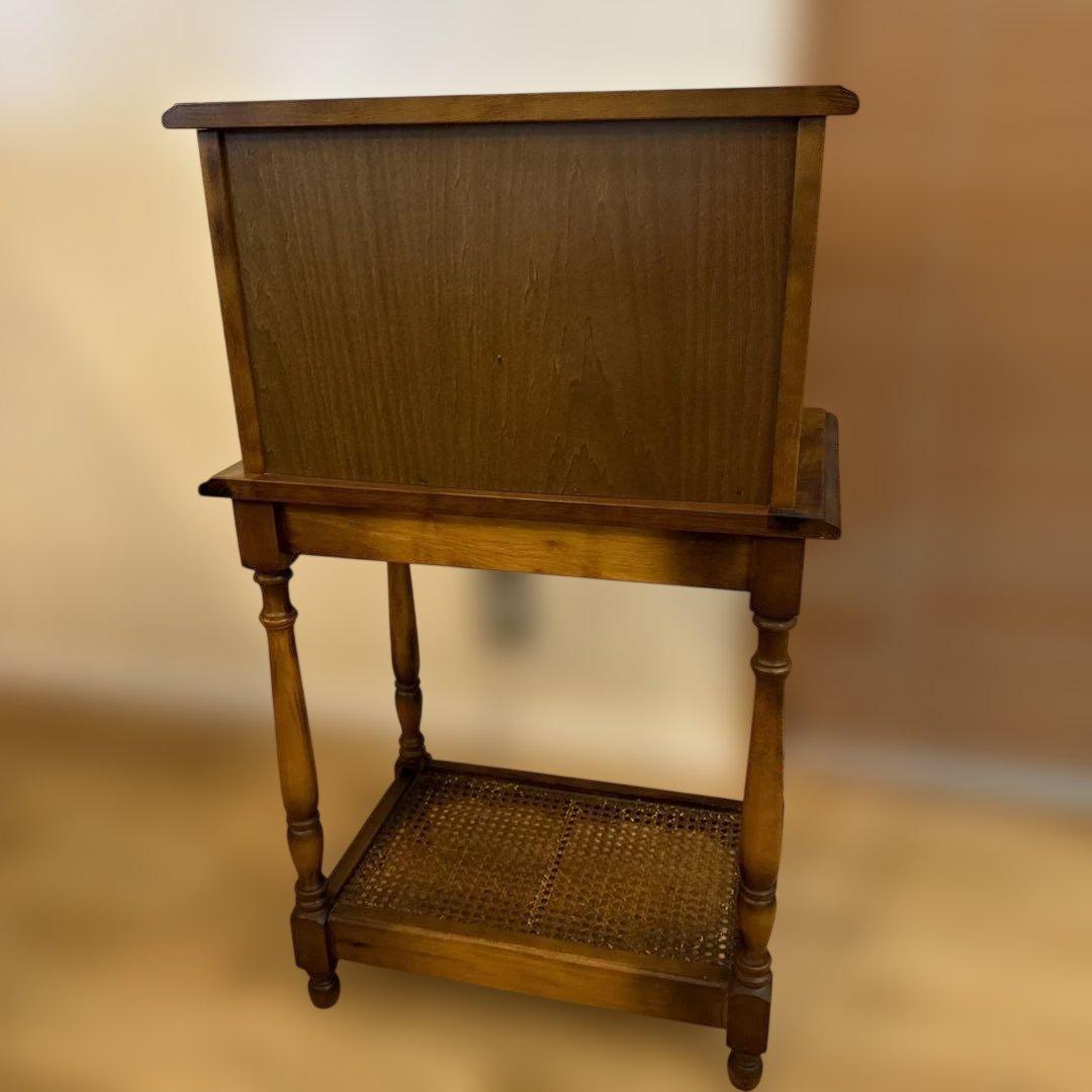 貴重 カリモク 昭和レトロ コロニアル ライティングデスク カタカナロゴ 日本製