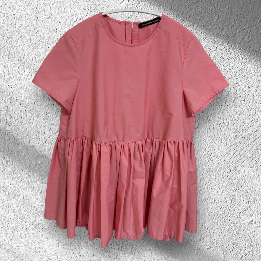 【極美品】ツルバイマリコオイカワ ペプラム ブラウス ピンク