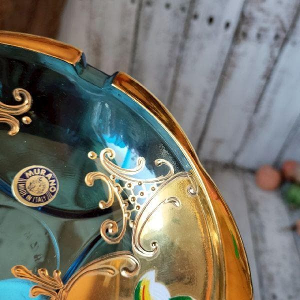 イタリア ヴィンテージ 未使用ムラーノ ガラス ベネチアングラス アッシュトレイ