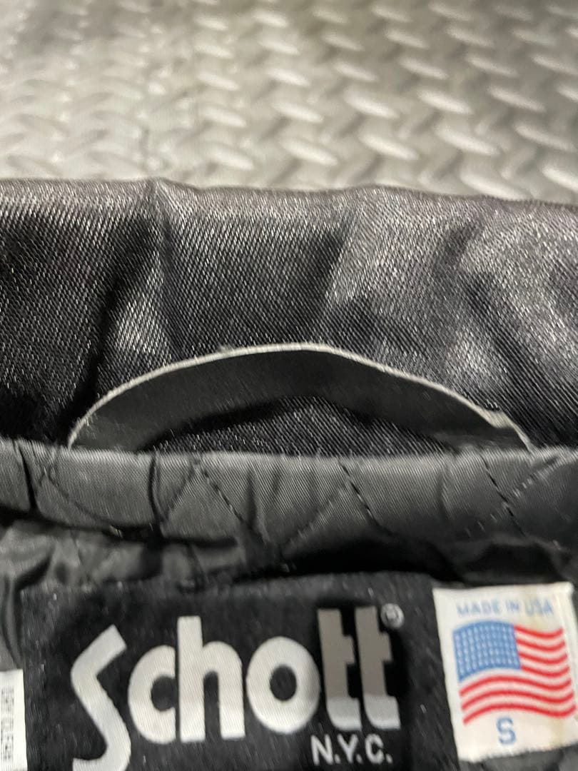 schott！！美品シングルライダース　ナイロンジャケット！メンズS ブラック