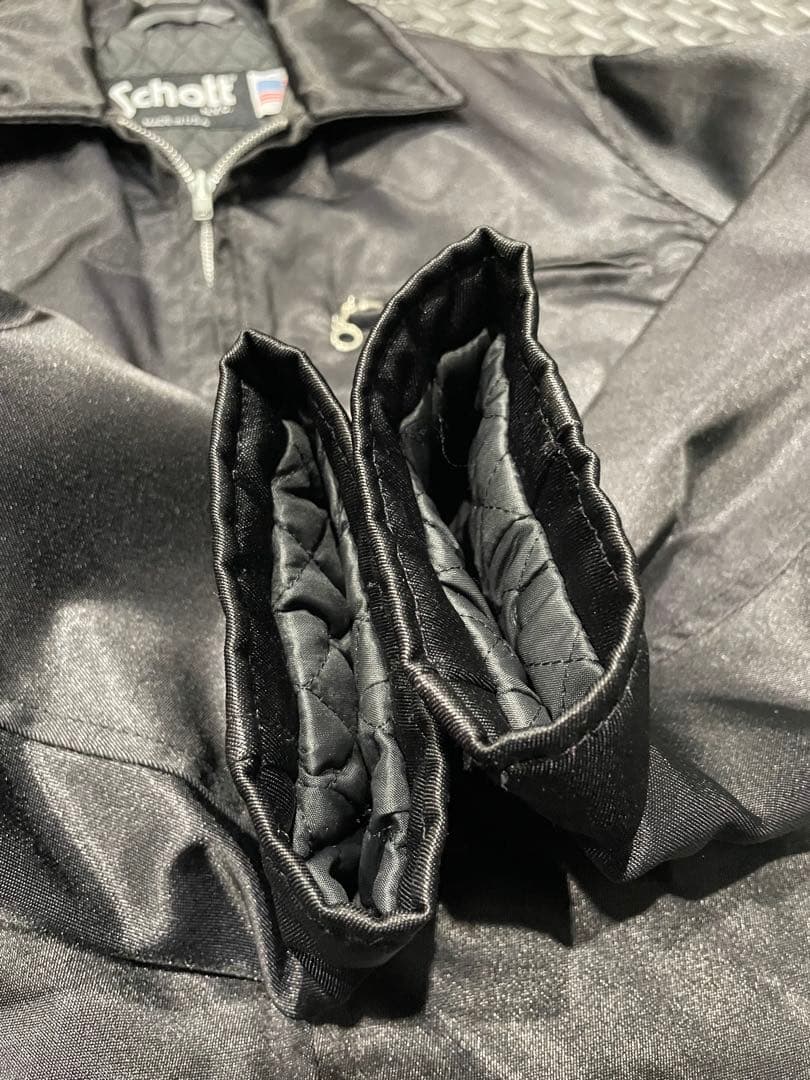 schott！！美品シングルライダース　ナイロンジャケット！メンズS ブラック