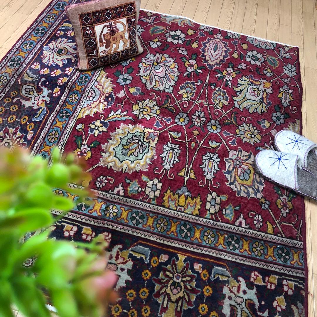 ペルシャ絨毯 ペルシャヴィンテージラグ 171x146 手織り オールド