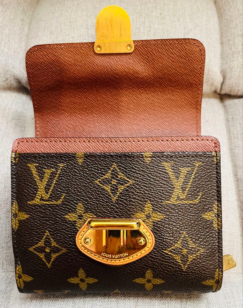 【良品】ルイヴィトン モノグラム 2つ折り財布 カード9 大容量 LV金具付き