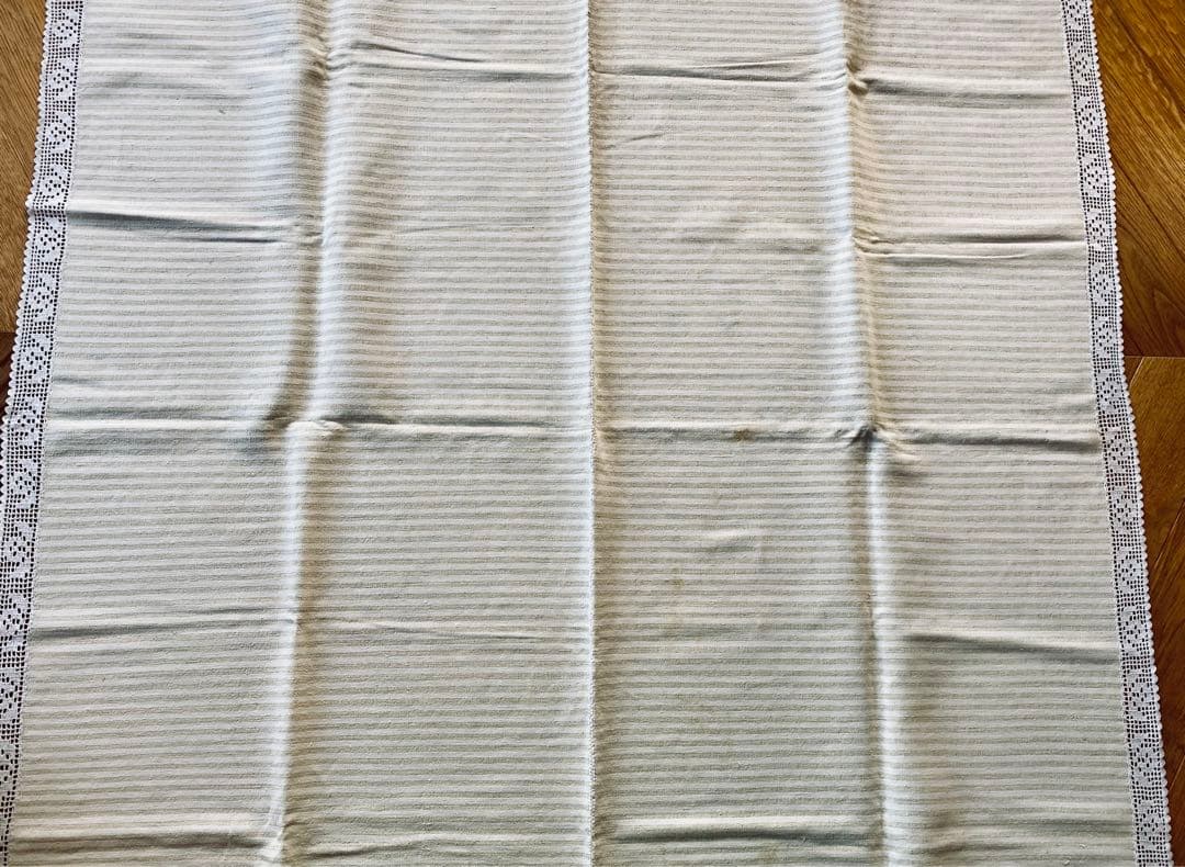 フランスアンティーク クロスステッチ コットンリネン ボーダー マルチクロス