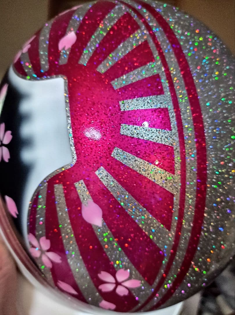 カスタムコルク半　大粒小粒MIX倍増七色ラメ✘Candyピンク富士日章　桜花