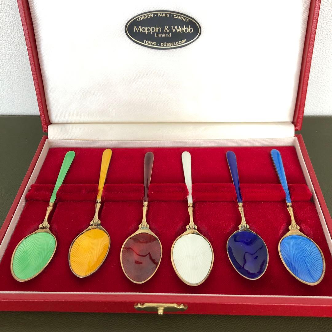 ヴィンテージ　S.J.Rose & Son 純銀製　スプーン6本　七宝　シルバー