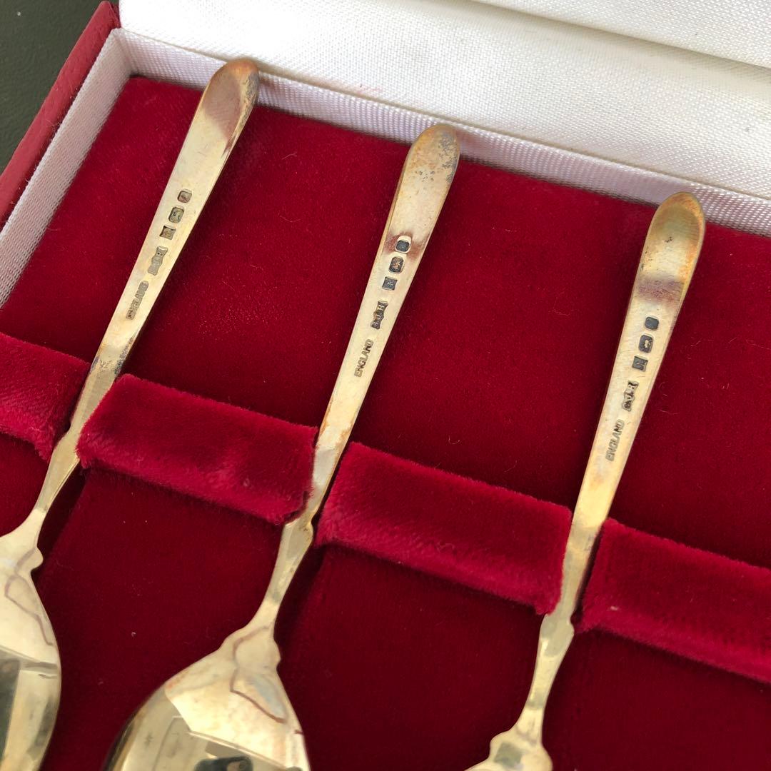 ヴィンテージ　S.J.Rose & Son 純銀製　スプーン6本　七宝　シルバー