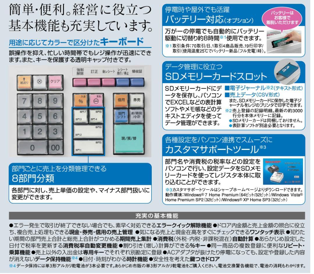 XE-A147設定無料横型領収証シャープ８部門インボイスレジスター2504040