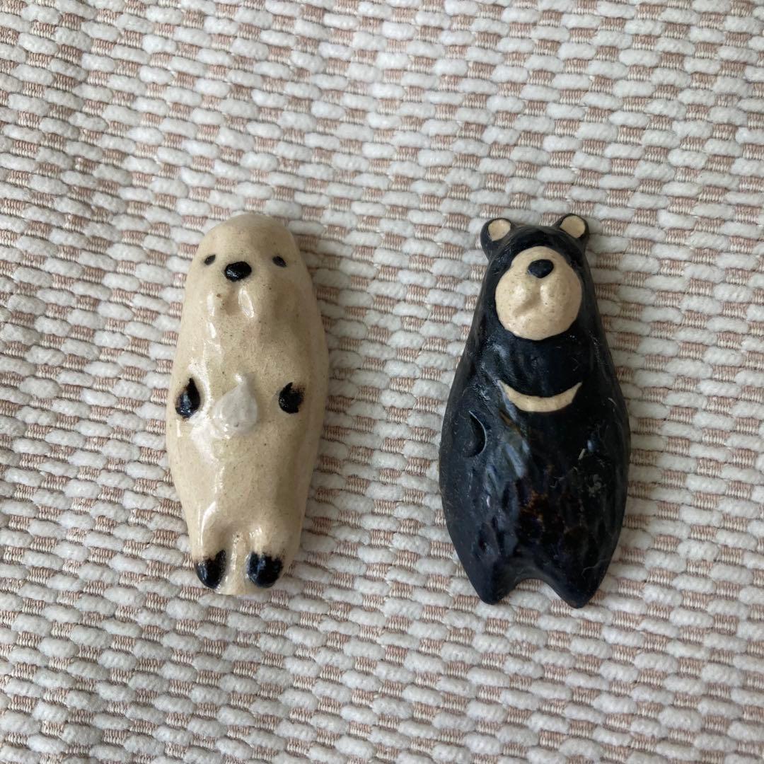 KIYATA クマ、ラッコ陶器製箸置　未使用